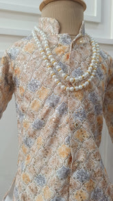 Infants embossed  lines  Dhoti Set - Chain and Shoes Included